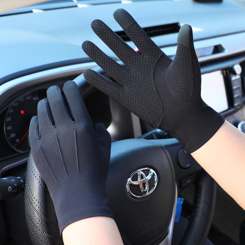 防晒手套女士春夏季户外骑行冰丝防紫外线全指露指薄款半指手套男 - 图3