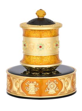 新款善界M3车载太阳能八吉祥款转轮家用六字转筒办公电镀桌面摆件