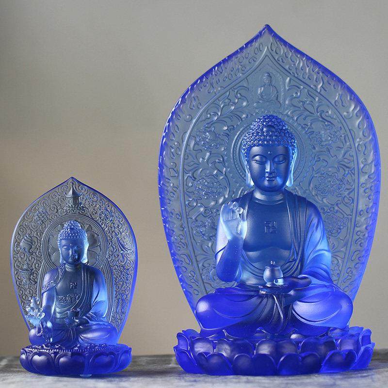琉璃背板药师佛佛像莲花底座摆件居家客厅桌面摆放家用供佛佛具,淘宝优惠券,粉丝福利购,淘宝优惠卷