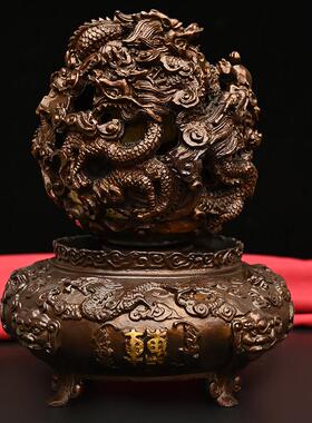 铜九转干 干坤鼎摆件纯铜时来运转九龙戏珠鼎扭转干 干坤青龙鼎招