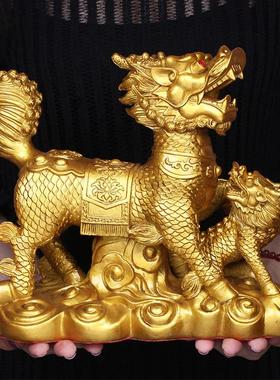 树脂麒麟摆件送子一对公母家居风水卧室家里酒柜装饰瑞兽招财求子