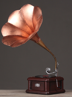 美式黑胶唱机f模型复古留声机摆件工艺品客厅摆设软装饰品创意礼