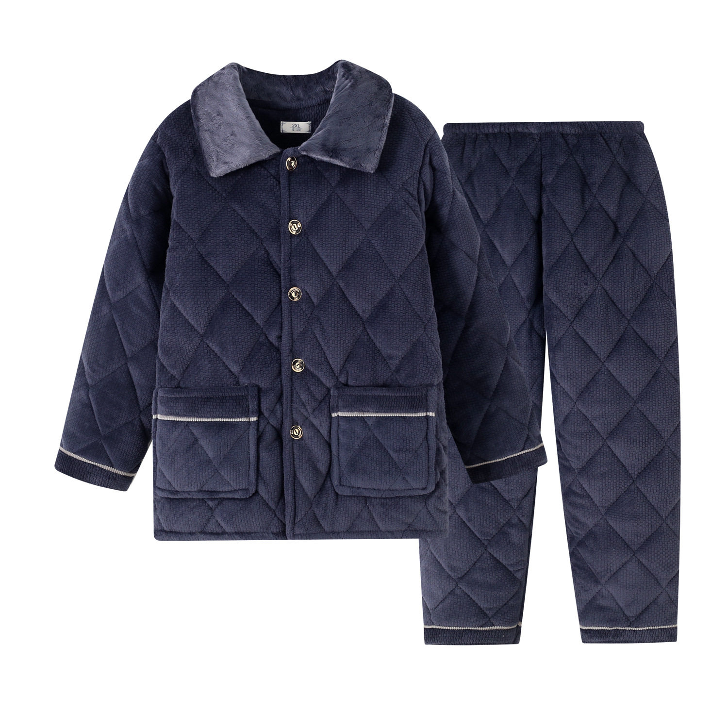 2025新款湖南冬天省服加绒加厚三层夹棉男款睡衣中老年家居服套装,淘宝优惠券,粉丝福利购,淘宝优惠卷