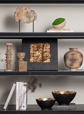 侘寂风艺术品摆件复古民宿酒店日式小众高级感玄R关开放格软装饰