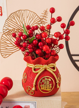 开业大吉生意兴隆摆件福袋乔迁前台家居客厅装饰发财礼品花瓶喜庆