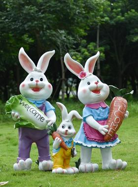 户外树脂彷真动物卡通兔子 花园庭院园林景观雕塑工艺品装饰摆件