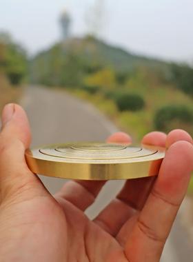 黄铜太极八卦罗盘多层旋转罗庚仪高精度专业纯铜玩具随身手把件