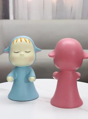 北欧创意卡通梦游娃娃树脂摆件客厅玄关儿童房电视柜家居软装饰品