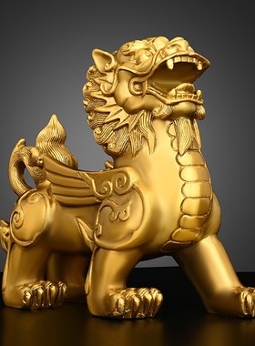 速发全铜貔铺玄件公母一对飞天貔貅独角貔貅家居摆关装饰店貅开业