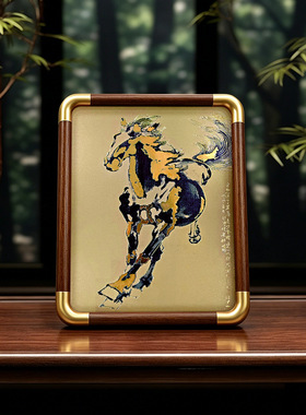 《一马当先》铜雕画客厅办公室书房骏马装饰画高档摆台画马年送礼