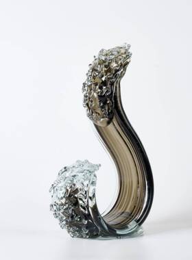 海浪中式家居装饰玄关样板房客厅透明玻璃浪花摆件桌面茶几工艺品