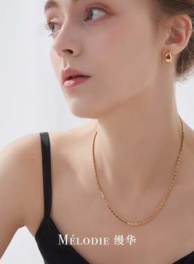 意式四方蛇骨项链设计感极简素链