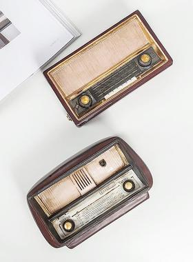 复古做旧收音机模型桌面摆件家居客厅酒柜装饰品摆设拍照摄影道具