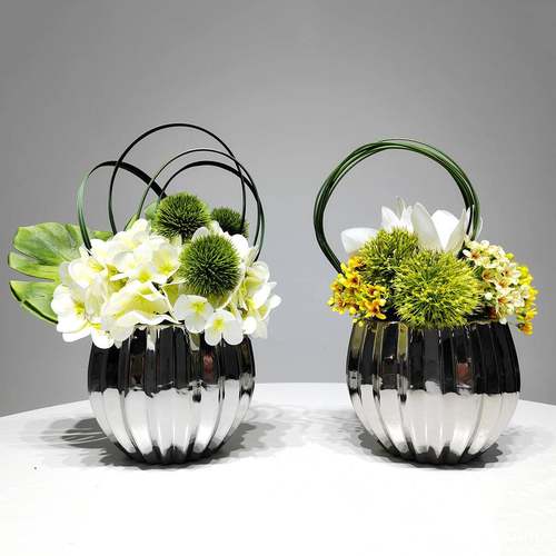 现代简约仿真花艺套装轻奢假花陶瓷花瓶客厅家居样板房装饰品摆设 - 图0