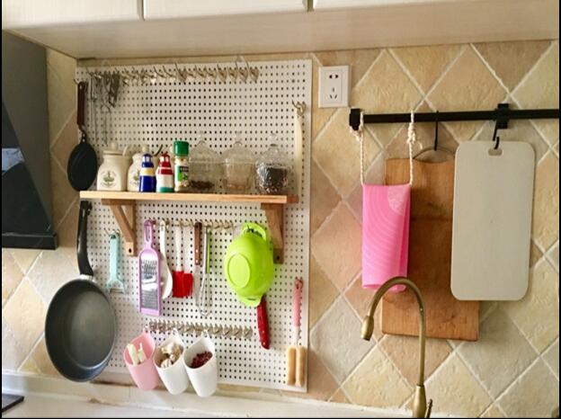 Convenience store tool b wall storage hook hole board kitchen durable round hole storage wall-mounted shelf wall five
