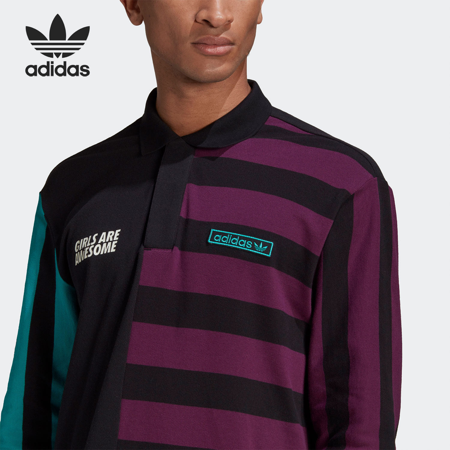 Adidas/阿迪达斯正品 三叶草 当季新款运动男子长袖POLO衫GU6981,淘宝优惠券,粉丝福利购,淘宝优惠卷