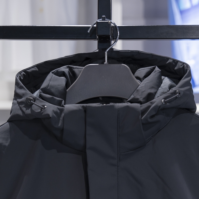 李宁正品团购系列男子简约百搭防风保暖运动连帽羽绒服AYMU291-5 - 图1