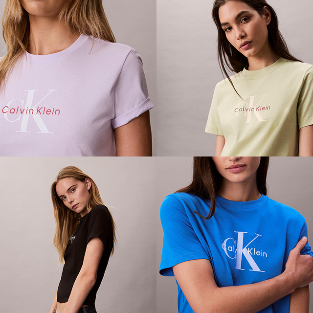 CK ຈົດຫມາຍຂອງແມ່ຍິງພິມຝ້າຍ knitted ເສື້ອທີເຊີດແຂນສັ້ນ
