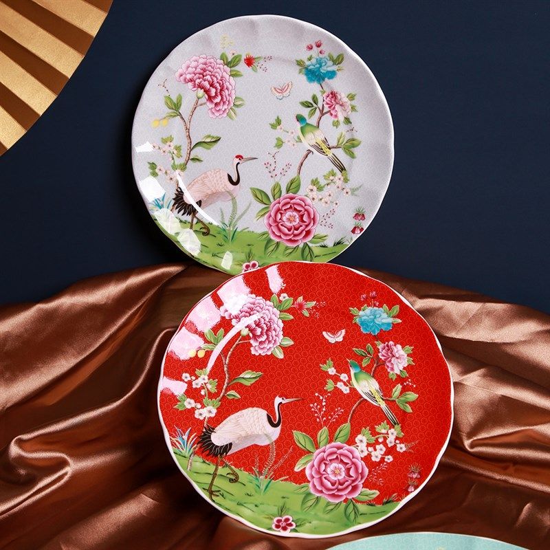 国潮陶瓷餐具套装碗碟家用盘个性创意骨瓷西M餐牛排中国风仙鹤点,淘宝优惠券,粉丝福利购,淘宝优惠卷