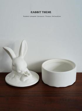 [兔子收藏]出口斯堪的纳维亚小生境设计兔子形状的陶瓷装饰罐碗蛋