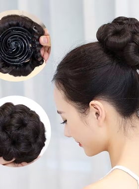 假发发包盘头花苞发饰抓夹式九朵花丸子头假发器花开富贵五色发圈