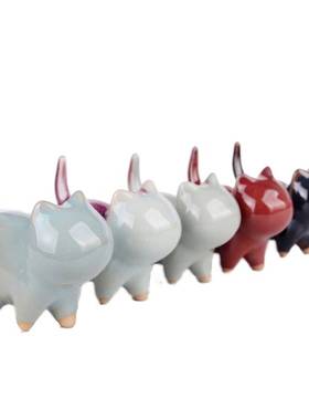 禹州神垕陶瓷中式钧瓷小花器摆件茶宠水培花插博物架工艺礼品摆饰