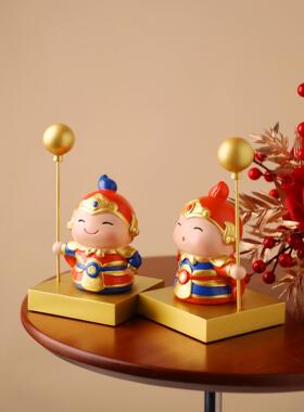 新款创意新中式高档门神摆件客厅玄关电视柜装饰新居搬家乔迁礼物