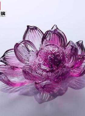 莲花香插香座供佛香炉创意古法琉璃摆件家用室内茶桌茶宠装饰品