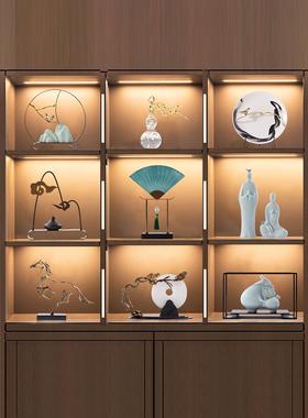 新中式摆件禅意高端客厅酒柜玄关博古架样板间创意家居软装工艺品