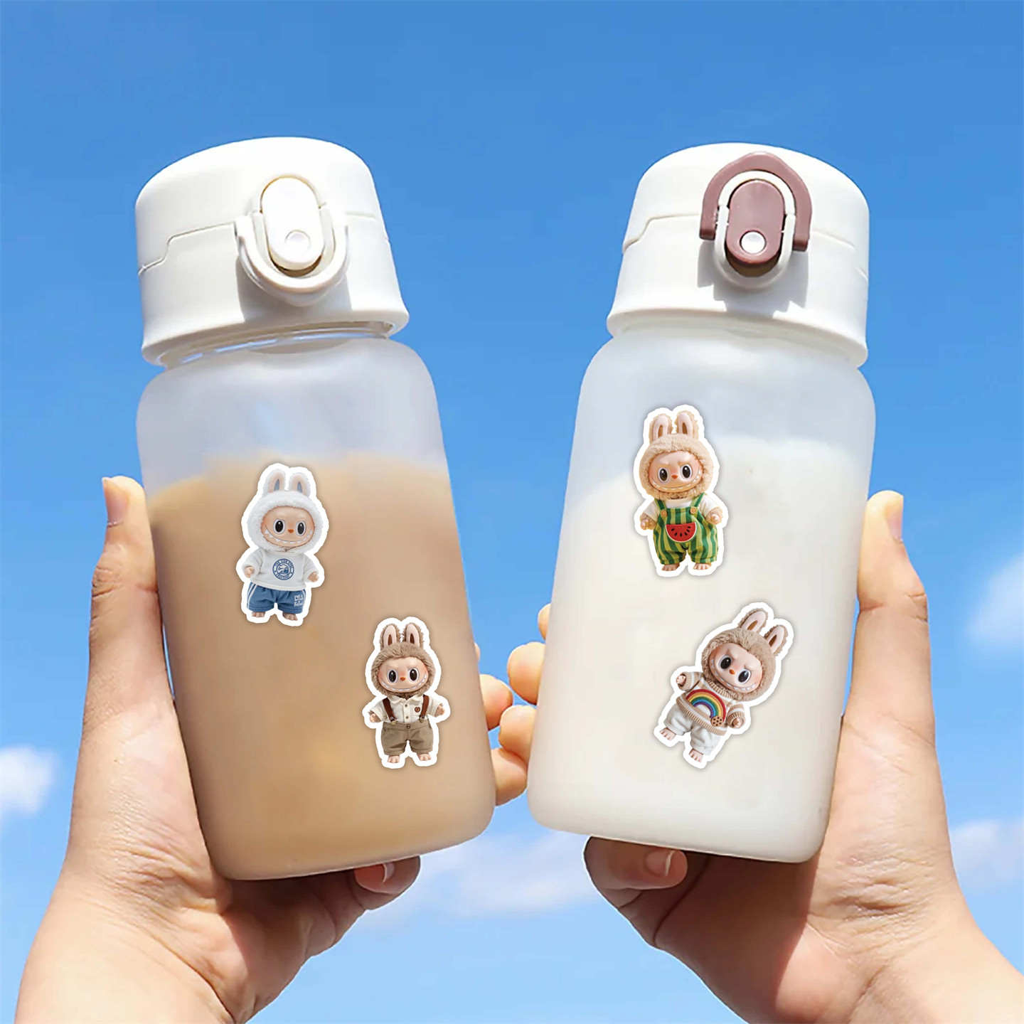 6张半切款公仔拉布布玩偶贴纸卡通创意多巴胺色系娃三岁拉布布贴画装饰平板头盔衣柜充电宝DIY水杯行李箱手机,淘宝优惠券,粉丝福利购,淘宝优惠卷