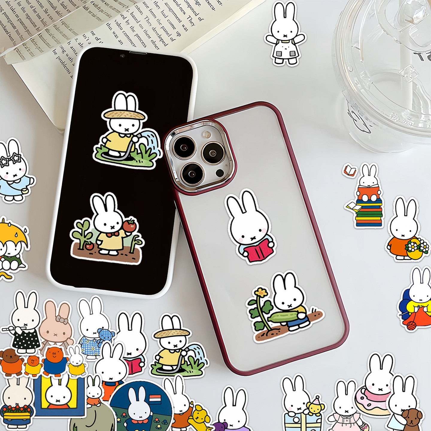 50张爆款推荐卡通米菲兔周边贴纸环保不重复可爱玩具贴画装饰手机笔记本背景墙水杯平板DIY车窗洗衣机防水贴,淘宝优惠券,粉丝福利购,淘宝优惠卷