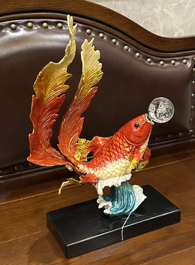 招财锦鲤摆件如鱼得水客厅玄关轻奢高档中式酒柜书房装饰品乔迁礼