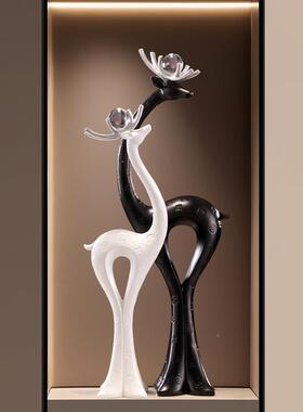 入进门玄关艺术摆件高档家居户客厅电柜摆THTLP-10件情视鹿福侣鹿