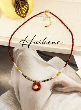 HUIKENA【福小胖】复古时尚精致手工红色滴釉福袋NA152