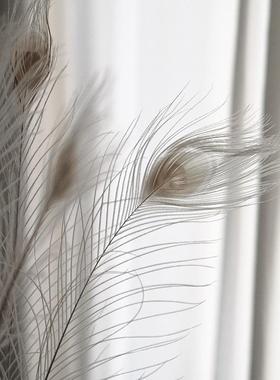 ins风米白色孔雀毛羽毛家居饰品耶诞装饰摆设软装设计店铺陈列