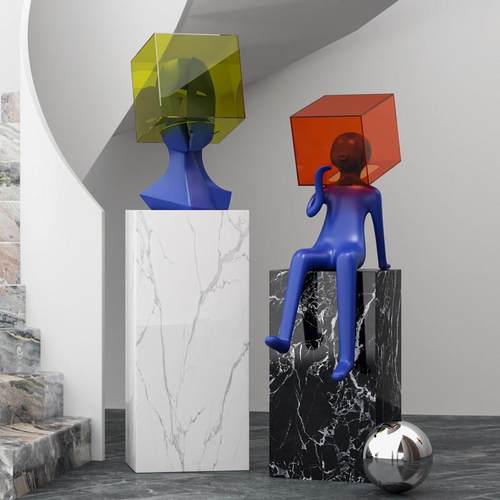 思想牢笼人物坐姿雕塑现代抽象艺术装饰样板间客厅大型落地摆件 - 图3