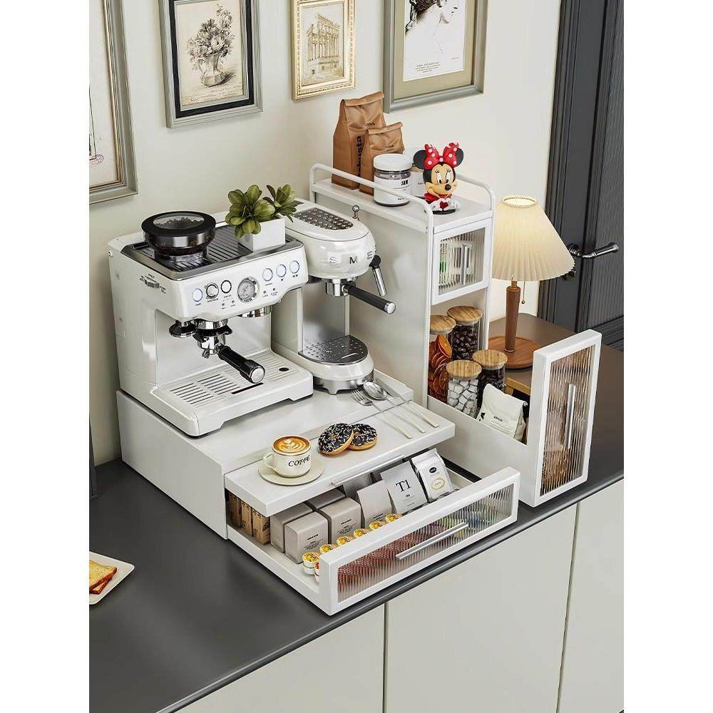 延伸板抽屉式咖啡机置物架厨房水吧台桌面茶包杯子收纳分层放置柜,淘宝优惠券,粉丝福利购,淘宝优惠卷