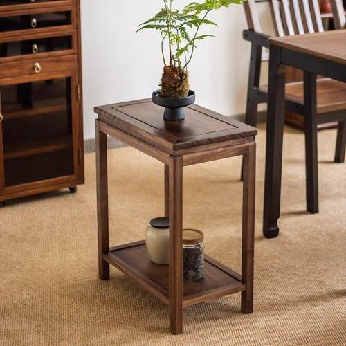 北美黑胡桃木花架实木鱼缸架子新中式禅意盆景架阳台长方形置物架 - 图2