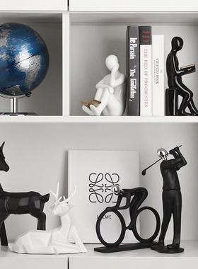 运动人物摆件现代简约家居装饰品创意自行车摆设书柜办公室工艺品