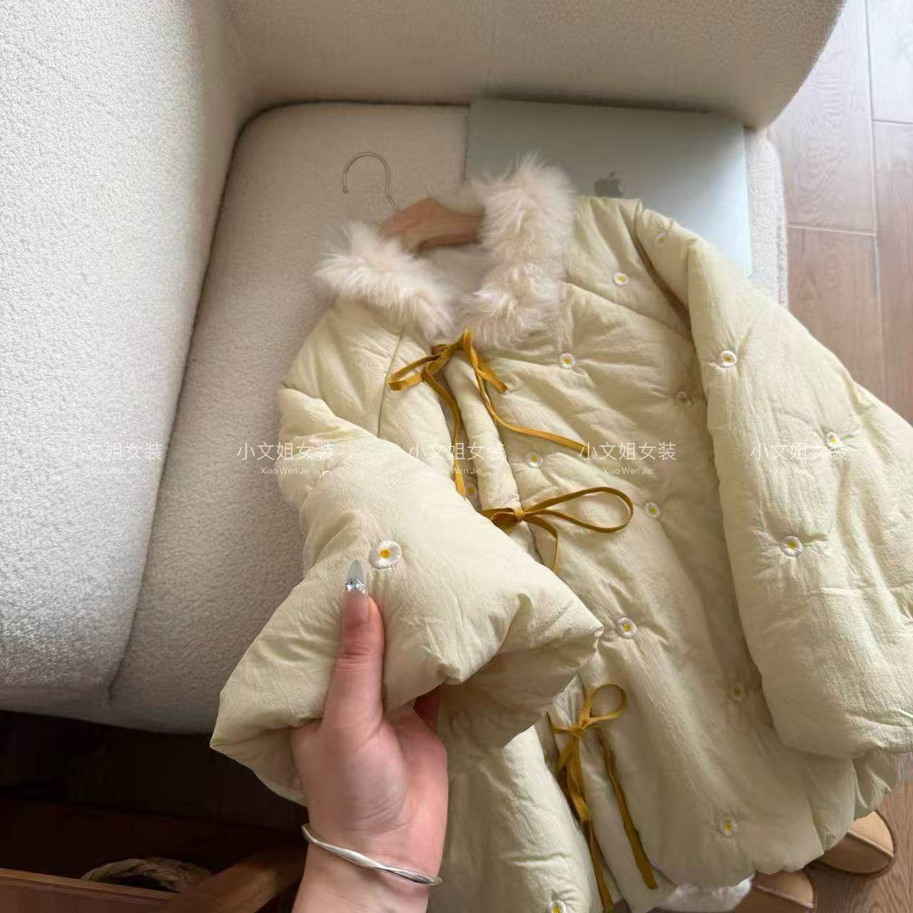 小文姐 W2434-"鸡蛋花棉服"原创重工刺绣百搭加厚保暖外套女上衣,淘宝优惠券,粉丝福利购,淘宝优惠卷