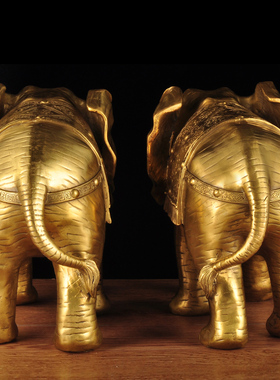 铜大象摆件一对招财工艺品乔迁店铺开业礼品办公室客厅家居装饰品