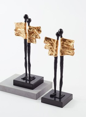 北欧金属人物摆件书柜售楼处装饰品客厅玄关电视柜轻奢工艺品摆设