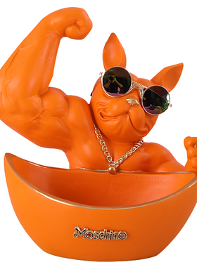 麒麟臂劫财肌肉狗玄关钥匙收纳摆件店铺前台网红招财装饰开业礼品