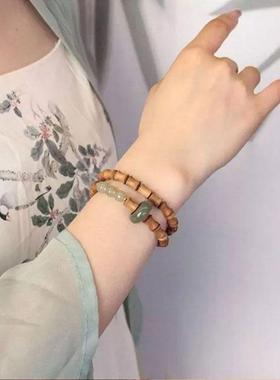 明德普陀山老山檀香手串2024新款青山黛天然檀木和田玉手炼女士男