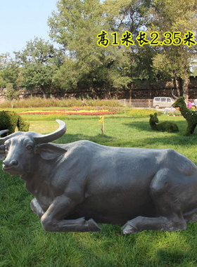 石膏玻璃钢定制写实白马雕塑水牛长颈鹿动物雕像彩绘订耕牛摆件