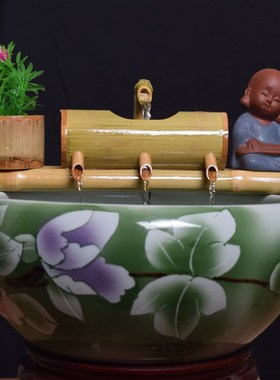 鱼缸过滤器上置水循环流水器瓷缸石槽圆形瓦M缸养鱼增氧小型过滤