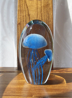 乔迁新房装饰办公室客厅玄关酒柜琉璃水滴摆O件发光水母礼品纪念