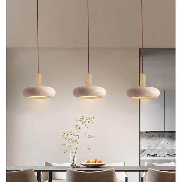 天然黄洞石床头实木小吊灯侘寂风民宿饭厅吧台个性圆形飞碟吊线灯,淘宝优惠券,粉丝福利购,淘宝优惠卷