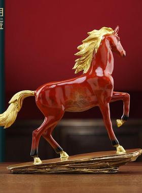 大明铜匠马到成功马摆件玄关办公室工艺品装饰品乔迁新居开业礼物