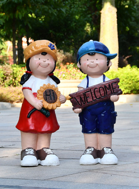 户外园林庭院花园装饰卡通人物玻璃钢雕塑商场幼儿园X布置娃娃摆